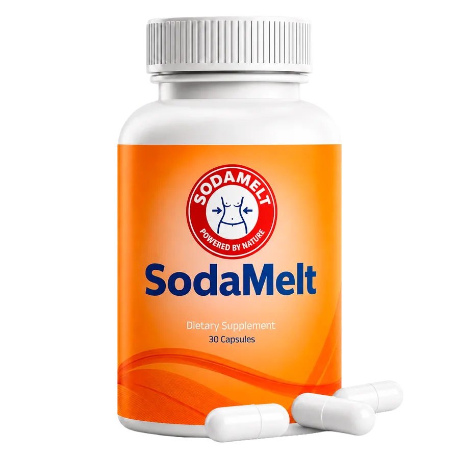 A bottle of SodaMelt with capsules
